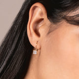 14K Solid Yellow Gold Earrings | Princess Cut Cubic Zirconia | Leverback Drop Dangle Basket Setting | 1.0 CTW