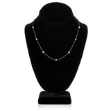 Sterling Silver Cubic Zirconia Station Necklace | 18 Inch Length Cable Rolo Chain