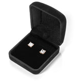 14K Solid Rose Gold Stud Earrings | Princess Cut Cubic Zirconia | Screw Back Posts | 2.0 CTW