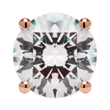14K Solid Rose Gold Stud Earrings | Round Cut Cubic Zirconia | Screw Back Posts | 3.34 CTW