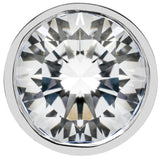 14K Solid White Gold | Round Cut Cubic Zirconia Stud Earrings | 2.0 CTW Bezel Set | Screw Back Posts