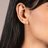 14K Solid Yellow Gold Round Cut Huggie Hoop Cubic Zirconia Earrings 12mm (.20 CTW), With Gift Box