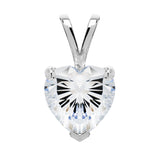 14K Solid White Gold Pendant Only | Heart Cut Cubic Zirconia Solitaire | 2.0 Carat