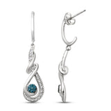 Jewelili Sterling Silver 1/6 Cttw Natural White Round Diamonds Dangle Earring