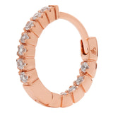 14K Solid Rose Gold Round Cut Huggie Hoop Cubic Zirconia Earrings 12mm (.20 CTW), With Gift Box