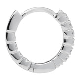 14K Solid White Gold Round Cut Huggie Hoop Cubic Zirconia Earrings 12mm (.20 CTW, Diamond Equivalent), With Gift Box