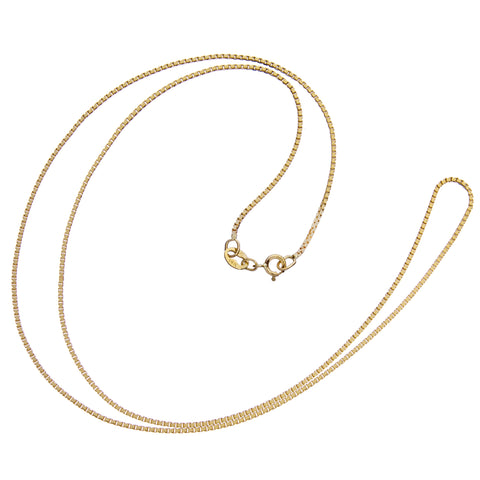 14K Solid Yellow Gold Necklace | Box Link Chain | 18 Inch Length | 1.0mm Thick