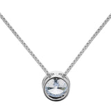 14K Solid White Gold Pendant Necklace | Bezel Set Round Cut Cubic Zirconia Solitaire | 1.5 Carat | 18 Inch 1.0mm Box Link Chain