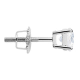 14K Solid White Gold SINGLE Stud Earring | Round Cut Cubic Zirconia | Screw Back Post | .25 Carat
