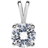 14K Solid White Gold Pendant Only | Round Cut Cubic Zirconia Solitaire | 1.0 Carat