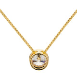 14K Solid Yellow Gold Pendant Necklace | Bezel Set Round Cut Cubic Zirconia Solitaire | 1.5 Carat | 16 Inch 1.0mm Box Link Chain