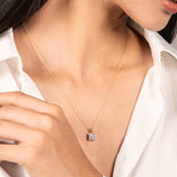 14K Solid Yellow Gold Pendant Only | Princess Cut Cubic Zirconia Solitaire | 2.0 Carat