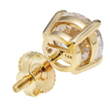 14K Solid Yellow Gold Stud Earrings | Round Cut Cubic Zirconia | Screw Back Posts | 4.0 CTW