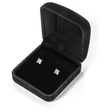 14K Solid White Gold Stud Earrings | Princess Cut Cubic Zirconia | Screw Back Posts | 1.0 CTW
