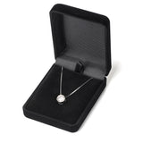 14K Solid White Gold Pendant Necklace | Bezel Set Round Cut Cubic Zirconia Solitaire | 1.5 Carat | 16 Inch 1.0mm Box Link Chain