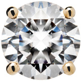 14K Solid Yellow Gold Stud Earrings | Round Cut Cubic Zirconia | Screw Back Posts | 4.0 CTW