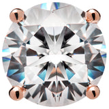 14K Solid Rose Gold Stud Earrings | Round Cut Cubic Zirconia | Screw Back Posts | 2.56 CTW