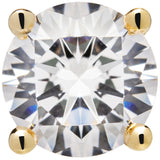 14K Solid Yellow Gold Stud Earrings | Round Cut Cubic Zirconia | Screw Back Posts | 2.0 CTW