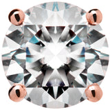 14K Solid Rose Gold Stud Earrings | Round Cut Cubic Zirconia | Screw Back Posts | 4.0 CTW