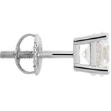 14K Solid White Gold Stud Earrings | Round Cut Cubic Zirconia | Screw Back Posts | 2.0 CTW