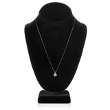 14K Solid White Gold Pendant Necklace | Round Cut Cubic Zirconia Solitaire | 2.0 Carat | 18 Inch .60mm Box Link Chain