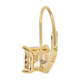 14K Solid Yellow Gold Earrings | Princess Cut Cubic Zirconia | Leverback Drop Dangle Basket Setting | 2.0 CTW