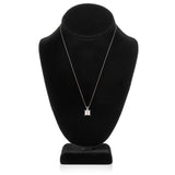 14K Solid White Gold Pendant Necklace | Princess Cut Cubic Zirconia Solitaire | 2 Carat | 18 Inch .60mm Box Link Chain