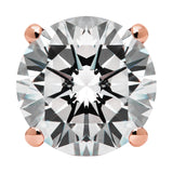 14K Solid Rose Gold Stud Earrings | Round Cut Cubic Zirconia | Screw Back Posts | 1.50 CTW