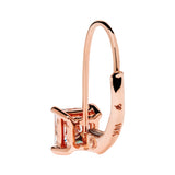 14K Solid Rose Gold Earrings | Princess Cut Cubic Zirconia | Leverback Drop Dangle Basket Setting | 1.0 CTW