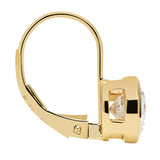 14K Solid Yellow Gold Earrings | Round Cut Bezel Set Cubic Zirconia | Leverback Drop Dangle Setting | 2.0 CTW