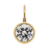 14K Solid Yellow Gold Earrings | Round Cut Bezel Set Cubic Zirconia | Leverback Drop Dangle Setting | 2.0 CTW