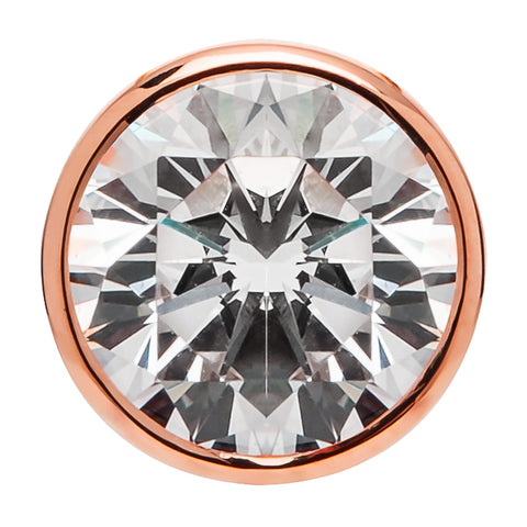 14K Solid Rose Gold Pendant Only | Bezel Set Round Cut Cubic Zirconia Solitaire | 1.5 Carat
