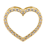14K Solid Yellow Gold Open Heart Pendant | Pave Round Cut Cubic Zirconia Pendant | .35 CTW | Pendant Only | With Gift Box