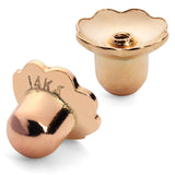 Pair Earring Back Replacements | 14K Solid Rose Gold | Threaded Safety Back for Baby Toddler Earrings | Post Size .028" | 1 Pair