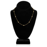 14K Solid Yellow Gold Cubic Zirconia Station Necklace | 18 Inch Length Cable Rolo Chain