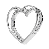 14K Solid White Gold Open Heart Pendant | Pave Round Cut Cubic Zirconia Pendant | .35 CTW | Pendant Only | With Gift Box
